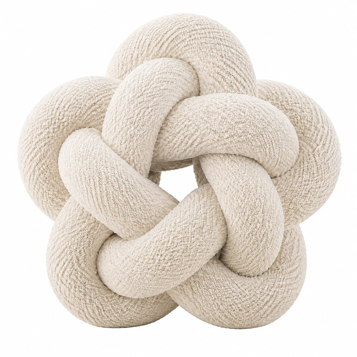 Cuscino decorativo a nodo 35 cm in tessuto bouclé avorio stile moderno