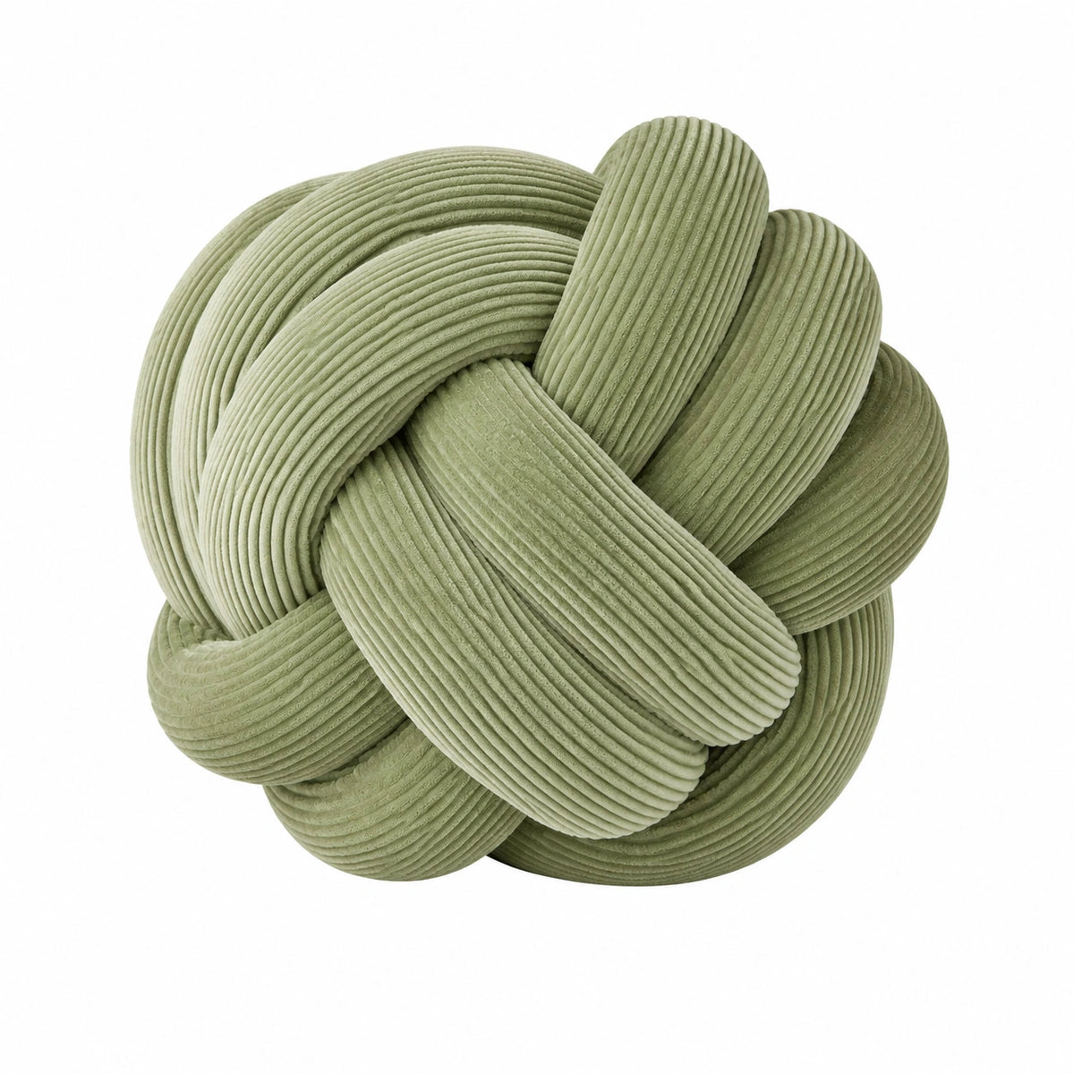 Cuscino decorativo rotondo 30 cm in velluto a coste verde annodato