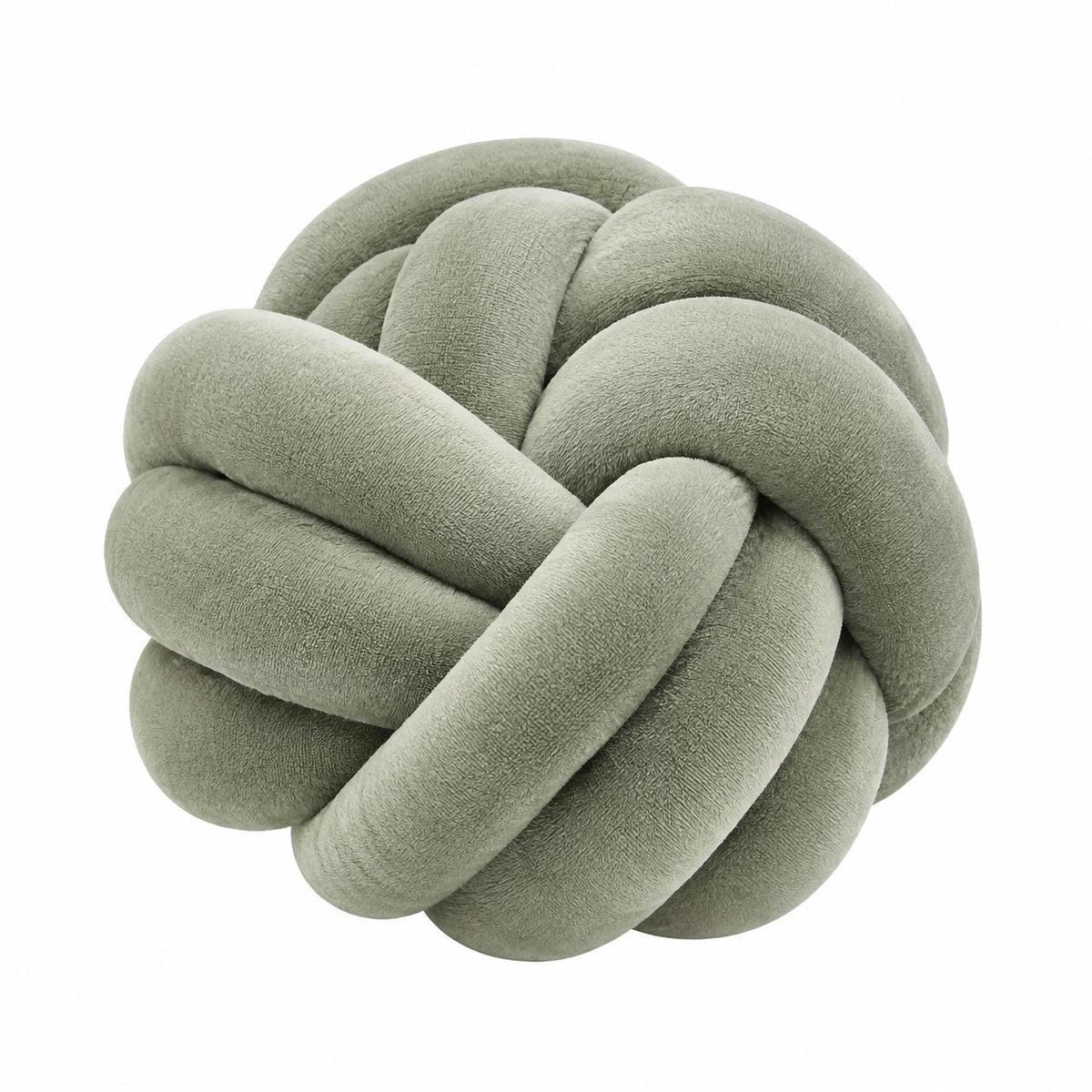 Cuscino decorativo a nodo 30 cm in peluche verde salvia - morbido per divano e letto
