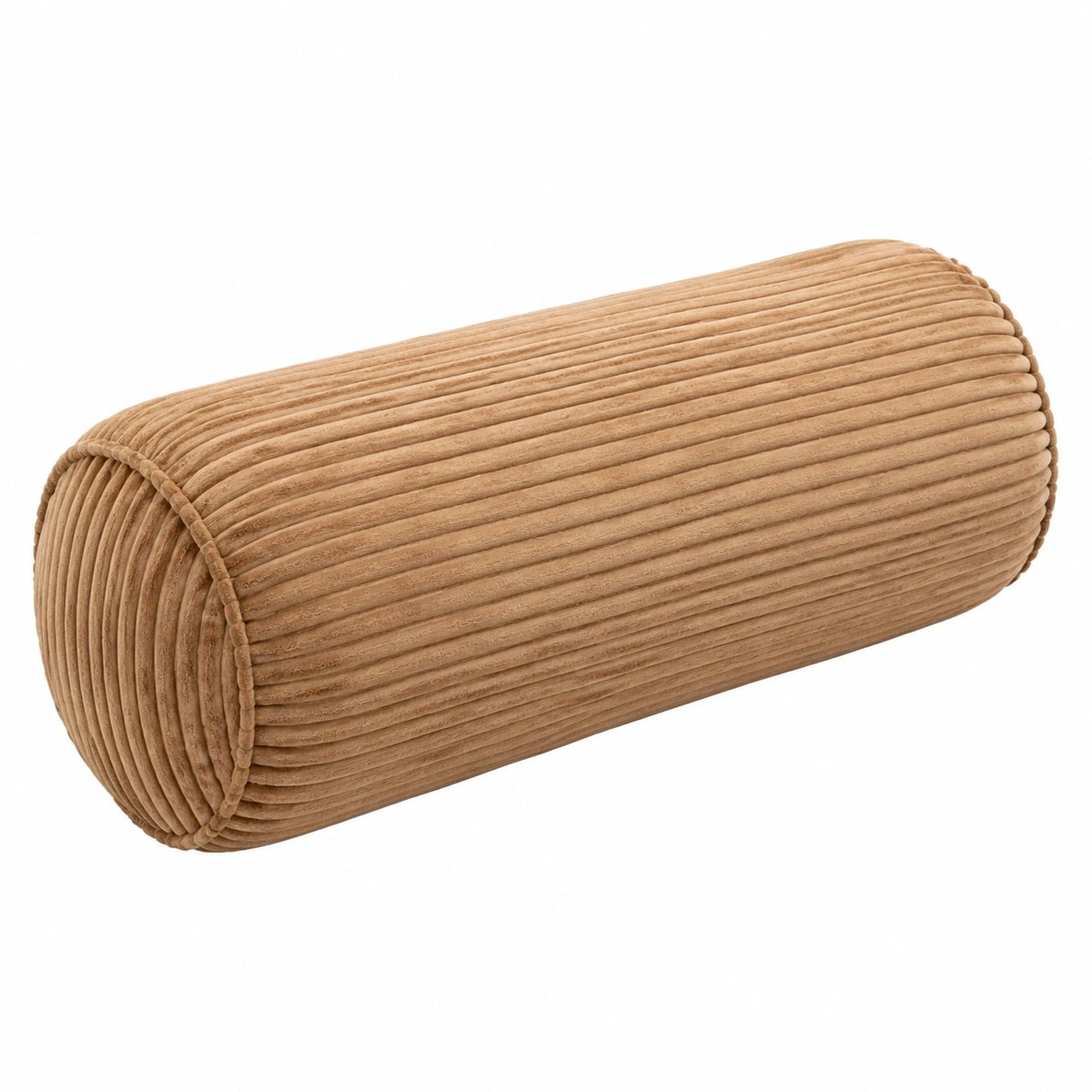 Cuscino cilindrico 20 x 50 cm in velluto a coste beige - supporto decorativo