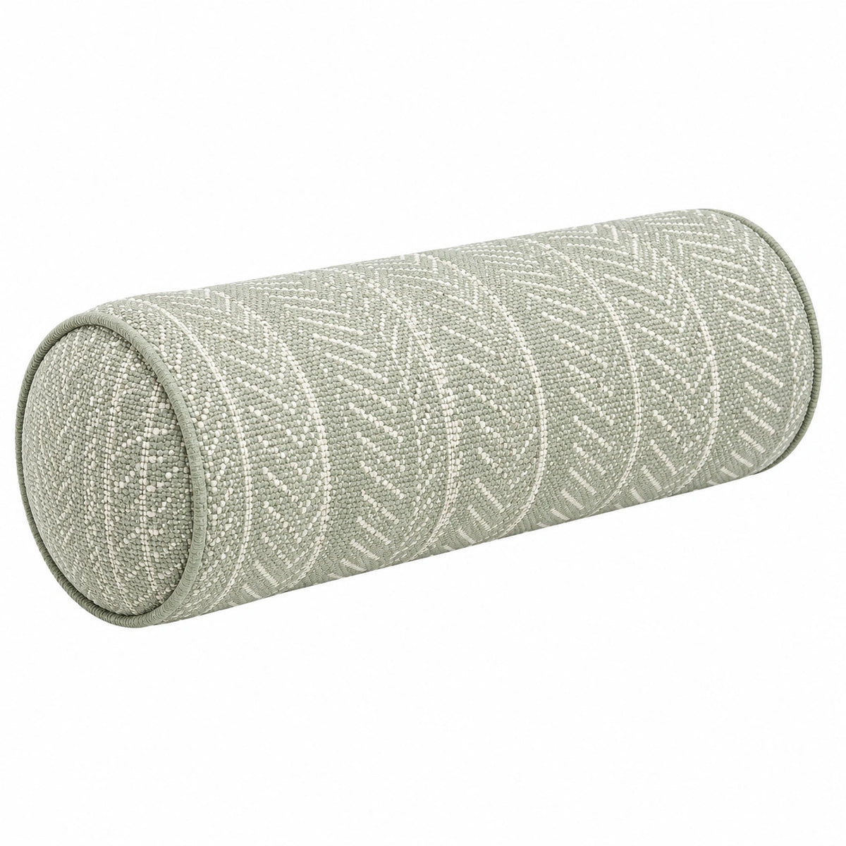 Cuscino cilindrico 50 x 20 cm in tessuto verde salvia stile geometrico decorativo