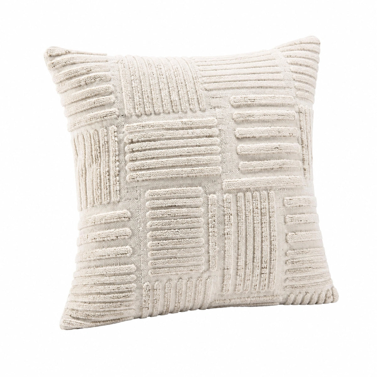 Cuscino decorativo 45 x 45 cm in tessuto beige con rilievi geometrici