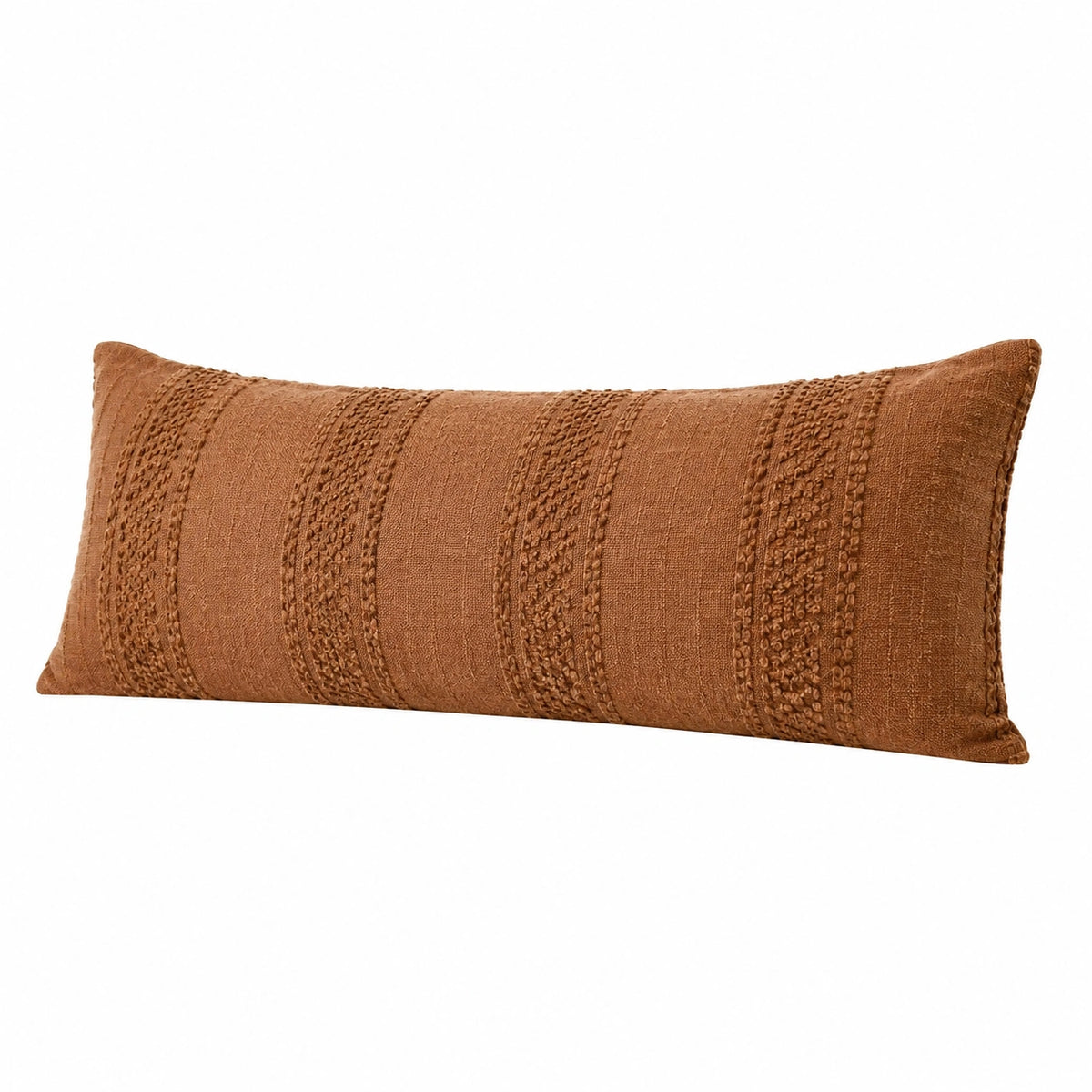 Cuscino rettangolare 60 x 30 cm in tessuto terracotta con texture decorativa