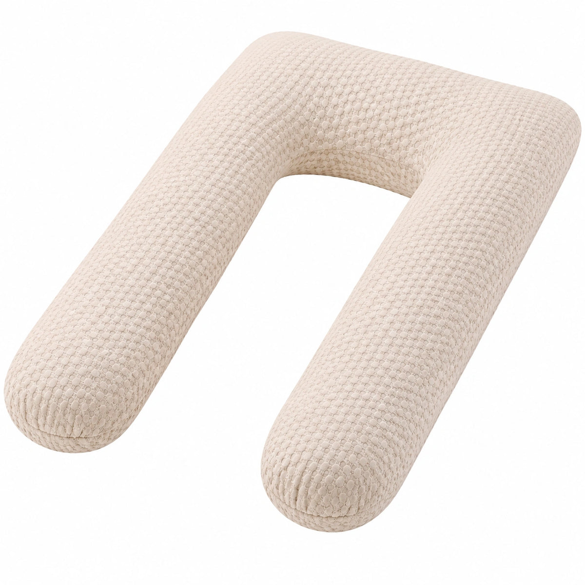 Cuscino a U 135 cm in tessuto beige con imbottitura sintetica per gravidanza e riposo