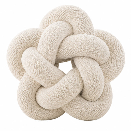 Cuscino decorativo a nodo 35 cm in tessuto bouclé avorio stile moderno