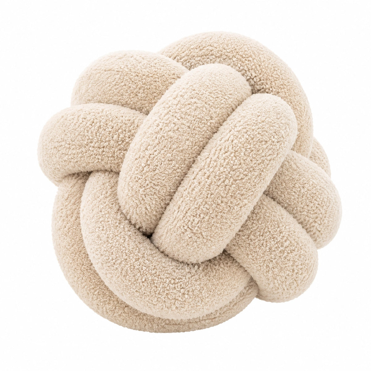 Cuscino decorativo a nodo 30 cm in tessuto bouclé beige - morbido per arredamento