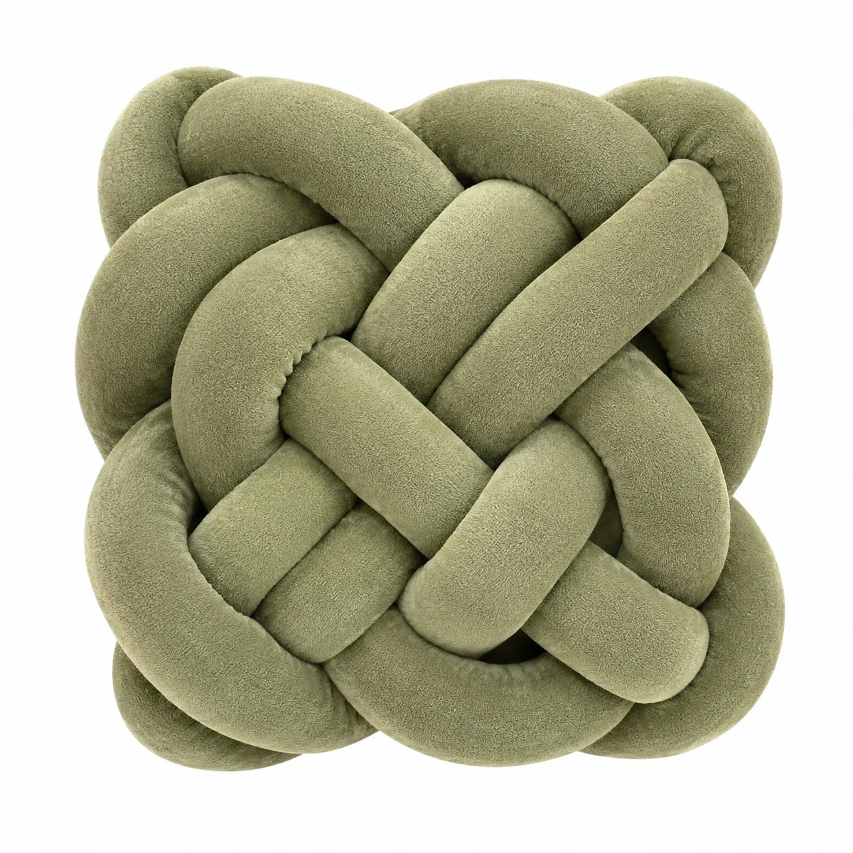 Cuscino decorativo annodato 30 x 30 cm in tessuto effetto peluche verde salvia - stile moderno