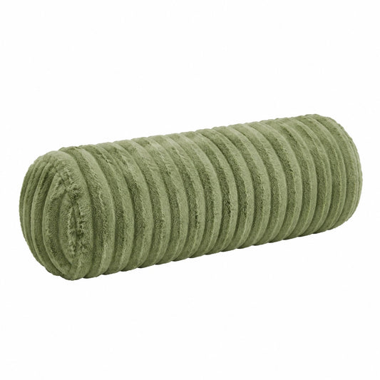 Cuscino cilindrico 45 x 15 cm in tessuto effetto pelliccia verde salvia - morbido per letto e divano