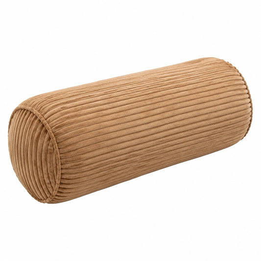 Cuscino cilindrico 20 x 50 cm in velluto a coste beige - supporto decorativo
