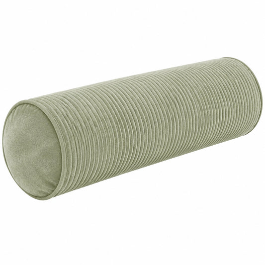 Cuscino cilindrico 15 x 45 cm in velluto a coste verde salvia - supporto decorativo
