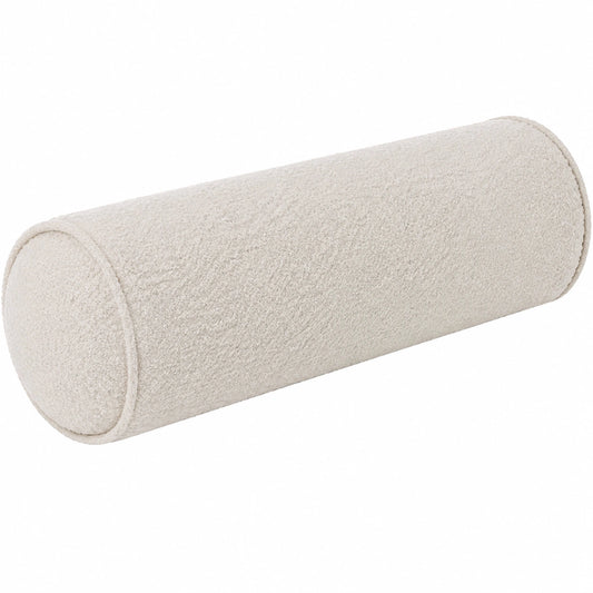 Cuscino cilindrico 50 x 20 cm in tessuto bouclé beige - supporto decorativo morbido