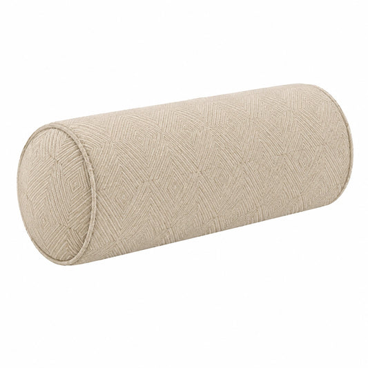 Cuscino cilindrico 20 x 50 cm in tessuto beige con motivo geometrico decorativo