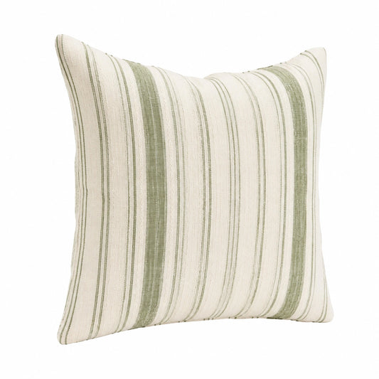 Cuscino decorativo quadrato 45 cm in tessuto beige e verde a righe