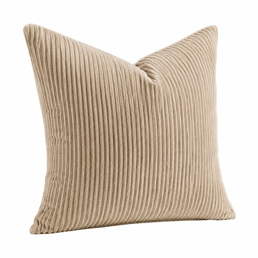 Cuscino decorativo 45 x 45 cm in tessuto a coste beige - quadrato morbido