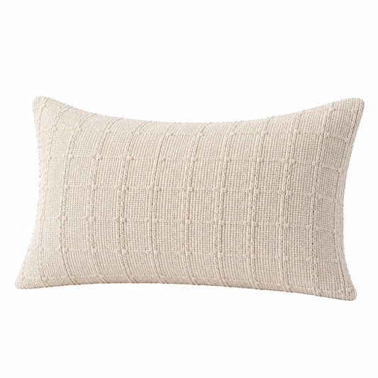 Cuscino decorativo rettangolare 50 x 30 cm in tessuto beige a trama intrecciata