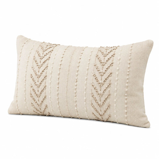 Cuscino decorativo rettangolare 50 x 30 cm in tessuto beige con rilievi stile boho