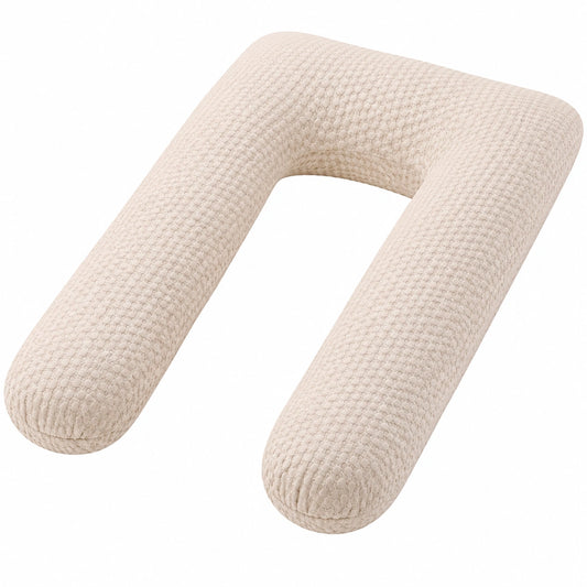 Cuscino a U 135 cm in tessuto beige con imbottitura sintetica per gravidanza e riposo