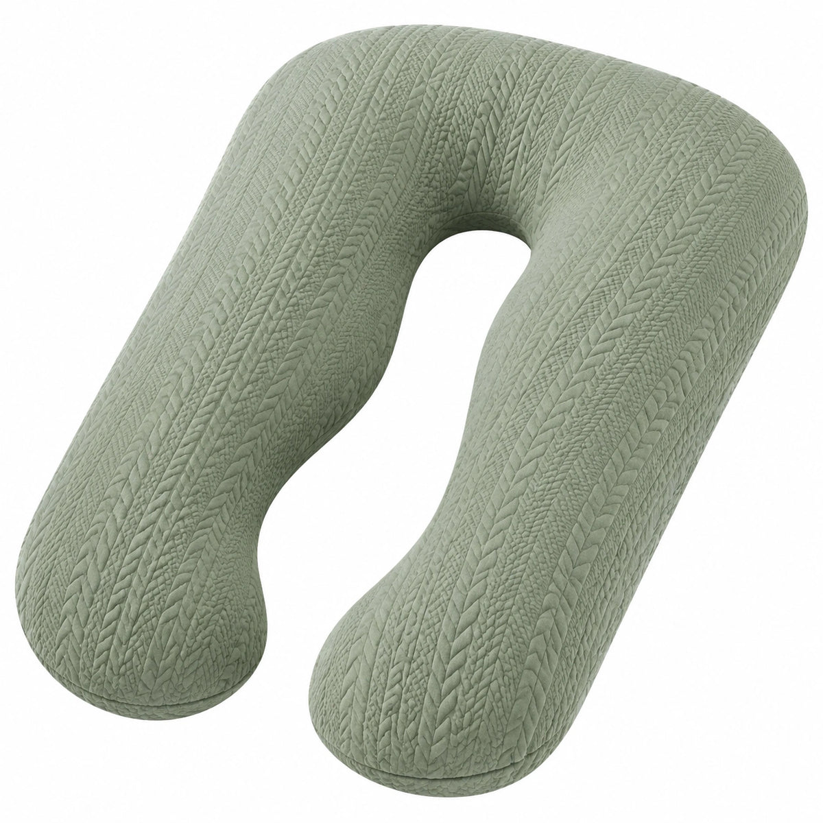 Cuscino a U 65 cm in poliestere verde salvia - supporto per riposo e gravidanza
