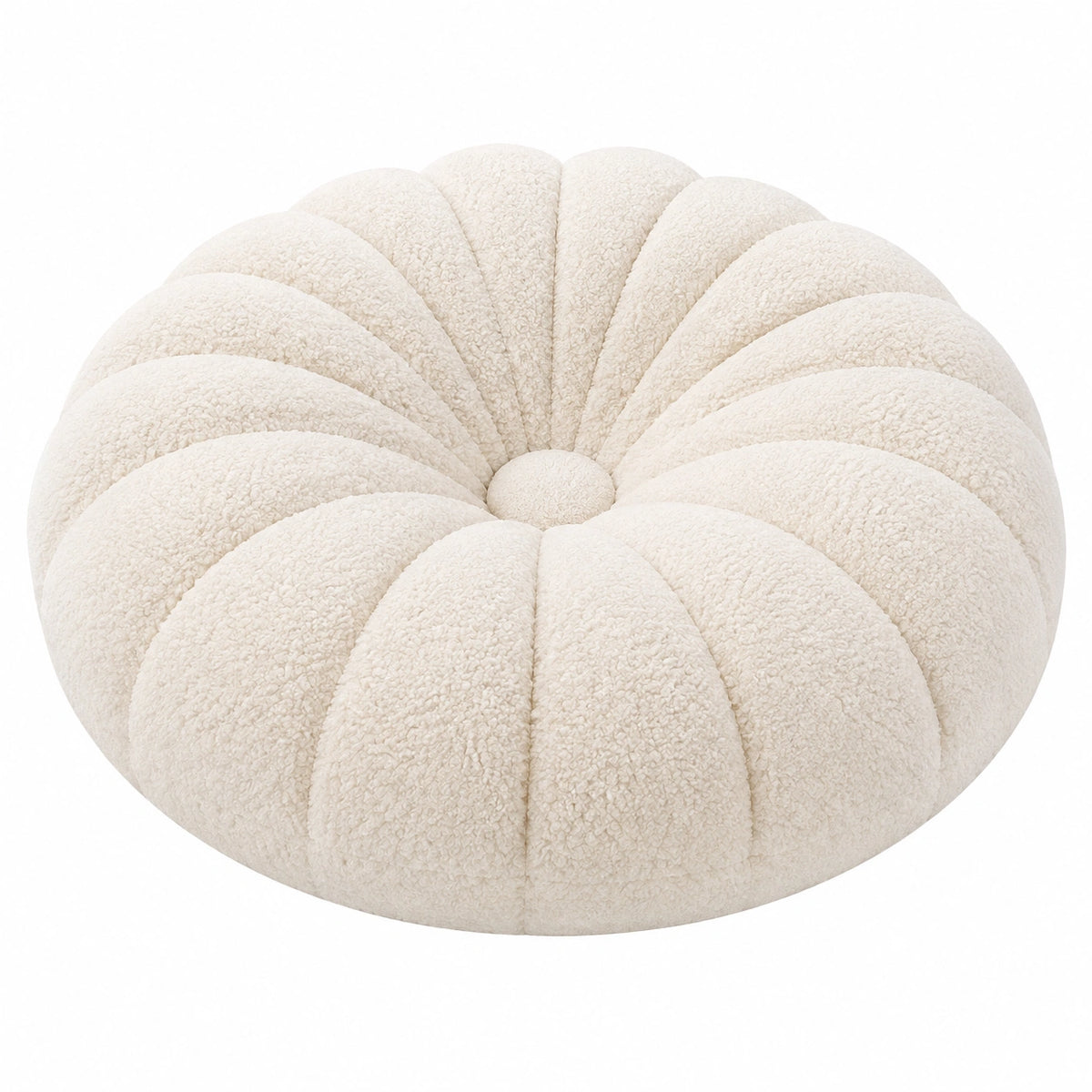 Cuscino rotondo 50 cm in tessuto bouclé avorio - imbottito decorativo