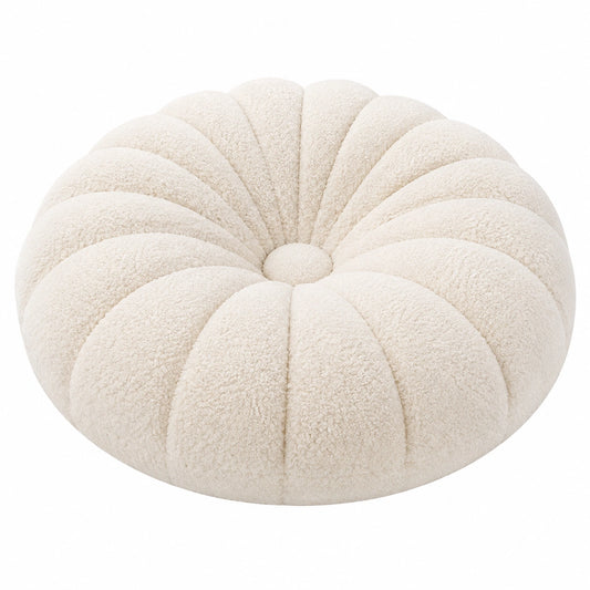 Cuscino rotondo 50 cm in tessuto bouclé avorio - imbottito decorativo